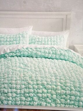 Pottery Barn Teen Mint Ruffled Cotton Comforter Set
